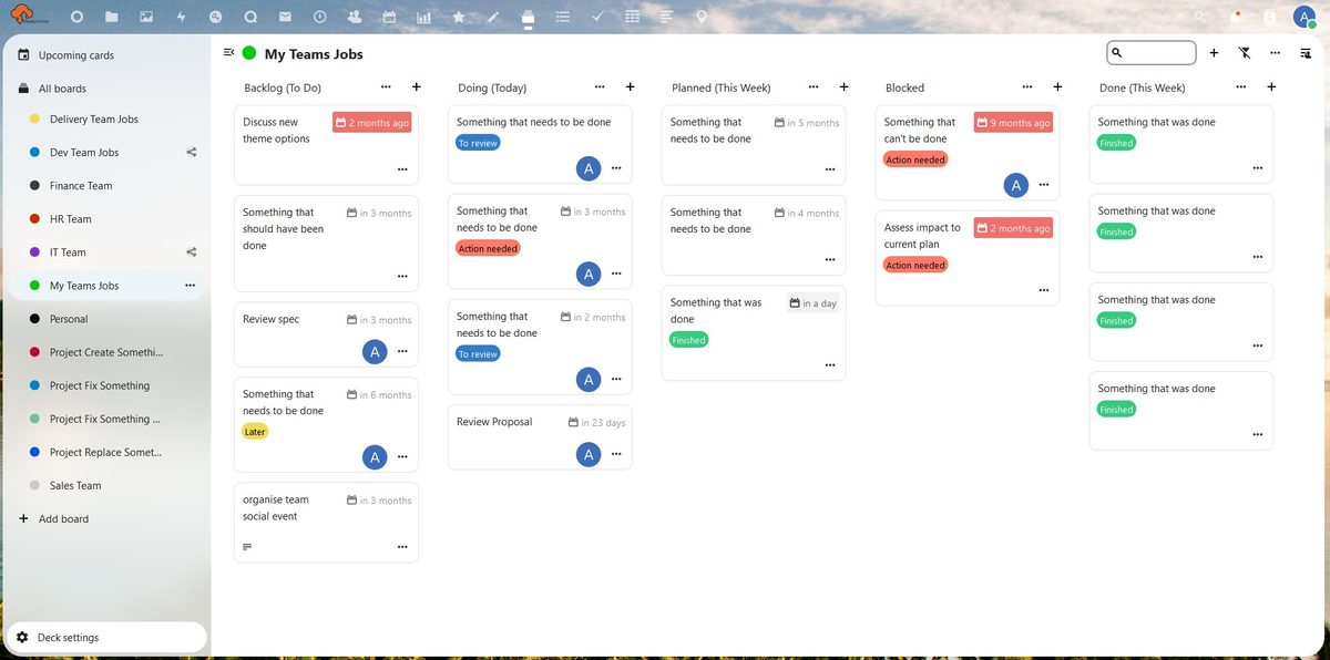 Deck app Kanban board