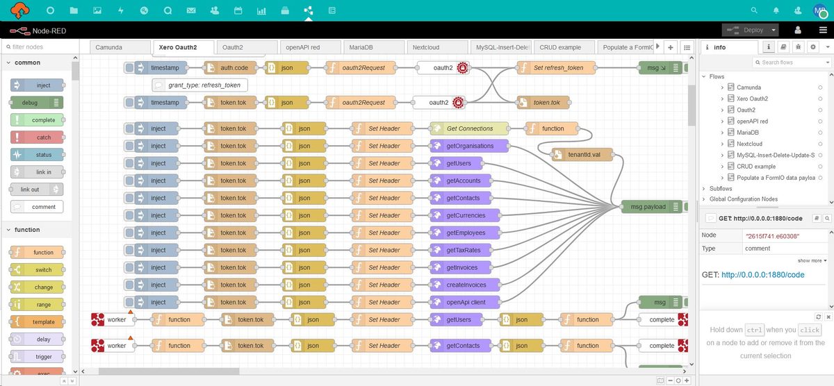 Node-RED automation flow