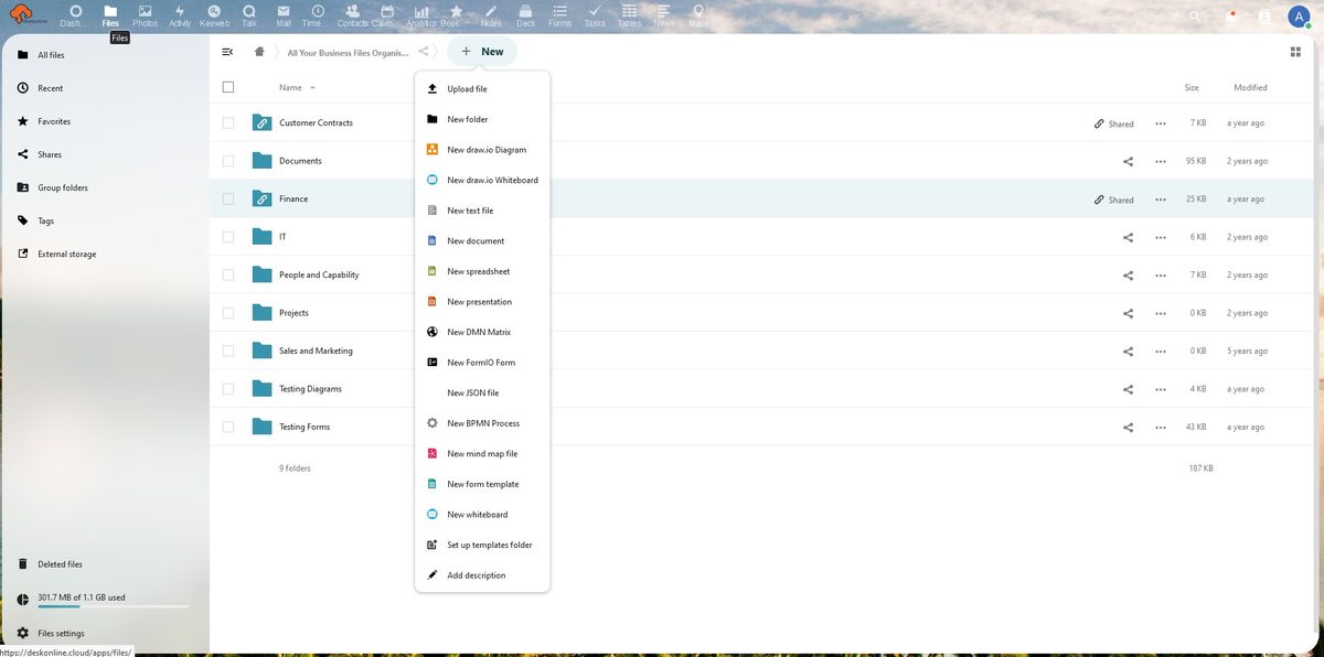 Files app showing folders and documents